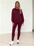 Long Sleeve Solid Color Two Piece Pants Set WSYF-5970