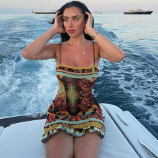 Sexy Print Sling Backless Mini Dress GSLF-K25D77628