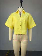 Solid Color Short Sleeve Short Shirt GCNE-73077