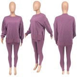 Long Sleeve Solid Color Two Piece Pants Set WSYF-5970