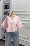 Solid Color Short Sleeve Short Shirt GCNE-73077