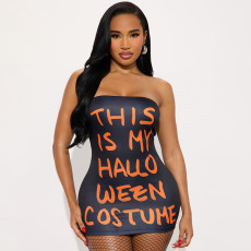 Halloween Sexy Color Block Tube Top Bodycon Dress MXBF-J25DS302