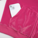 Velvet Hooded Long-Sleeve Zipper  Skirt Set MXBF-D25ST378