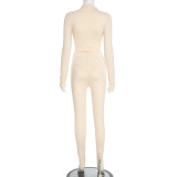 Long Sleeve Solid Bodysuit Two Piece Pants Set MXBF-Y25ST382