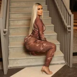 O-Neck Floral Print Long-Sleeve Top And Pants Set MXBF-J25ST289