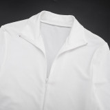 Solid Color Zipper Fashion Three Piece Shorts Set MXBF-J25ST292