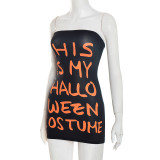 Halloween Sexy Color Block Tube Top Bodycon Dress MXBF-J25DS302