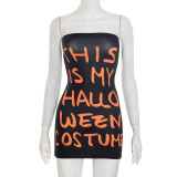 Halloween Sexy Color Block Tube Top Bodycon Dress MXBF-J25DS302