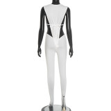 Sleeveless Solid Color Bodysuit Two Piece Pants Set MXBF-J25ST290
