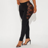 Lace See Through Solid Color Pants MXBF-J25PT274