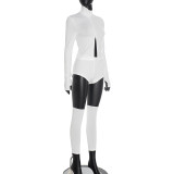 Solid Color Zipper Fashion Three Piece Shorts Set MXBF-J25ST292