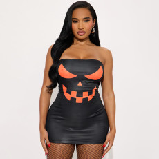 Halloween Sexy Color Block Tube Top Bodycon Dress MXBF-J25DS302