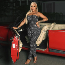 Polka Dots Print Wrap Chest Jumpsuit MXBF-J25JP298