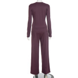 Long Sleeve Solid Color Two Piece Pants Set MXBF-J25ST267