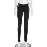 Lace See Through Solid Color Pants MXBF-J25PT274