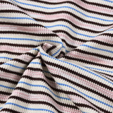Stripe Print Long Sleeve Two Piece Shorts Set GFRT-42209SBG