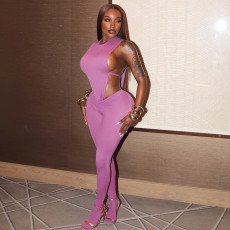 Sleeveless Solid Color Bodysuit Two Piece Pants Set MXBF-J25ST290