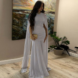 Pleated Ribbon Solid-color Maxi Dress XEF-K25D82046