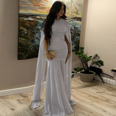 Pleated Ribbon Solid-color Maxi Dress XEF-K25D82046