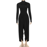 Long Sleeve Pleated Patchwork Jumpsuit GZJQ-K25Q80706