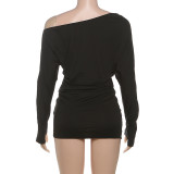 Slash Shoulder Long Sleeve Bodycon Dress GZJQ-K25D81211