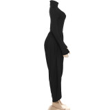 Long Sleeve Pleated Patchwork Jumpsuit GZJQ-K25Q80706