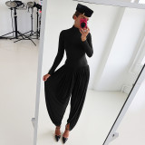 Long Sleeve Pleated Patchwork Jumpsuit GZJQ-K25Q80706
