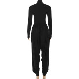 Long Sleeve Pleated Patchwork Jumpsuit GZJQ-K25Q80706