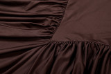 Solid Color Pleated Long Sleeve Maxi Dress XEF-K25D82529