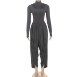 Long Sleeve Pleated Patchwork Jumpsuit GZJQ-K25Q80706