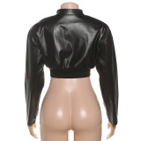Long Sleeve Zipper Short Coat Print Jackets XEF-K25C80355