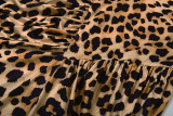 Leopard Print Long Sleeve Backless Maxi Dress XEF-K25D83530