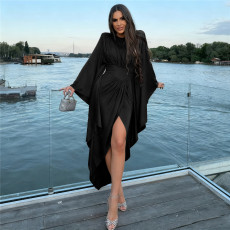 Solid Color Pleated Split Irregular Dress GZJQ-K25D82077