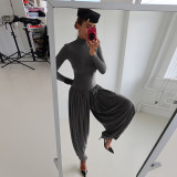 Long Sleeve Pleated Patchwork Jumpsuit GZJQ-K25Q80706