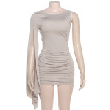 Sing Sleeve Irregular Backless Bodycon Dress GZJQ-K25D81243