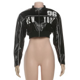 Long Sleeve Zipper Short Coat Print Jackets XEF-K25C80355