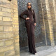Solid Color Pleated Long Sleeve Maxi Dress XEF-K25D82529