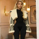 Leather Patchwork Long Sleeve Coats GZJQ-K24C75271