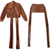 Solid Color Rib Patchwork Two Piece Skirts Set GZJQ-K25S81852
