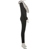 Deep V Neck Patchwork Skinny Jumpsuit GZJQ-K25Q79471