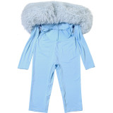 Fur Patchwork Tight Jumpsuit GZJQ-K25Q80180