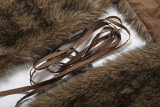 Fur Halterneck Backless Tie Up Vest GZJQ-K25B80910