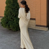 Long Sleeve Pleated Patchwork Maxi Dress GZJQ-K25D82048