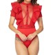 Plus Size Ruffles Sleeve Short Sleeve Bodysuit GHXF-HX0255