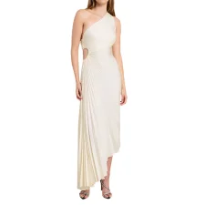 Single Shoulder Slash Neck Pleated Long Dress GTJR-RC3162