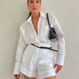 Solid Color Long Sleeve Shirt Short Set GTJR-RC3251