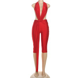 Sleeveless Halterneck Backless One Piece Outfits GZJQ-K25Q81851