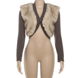 Faux Fur Patchwork Slim Short Jacket GZJQ-K25C80752
