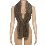 Fur Halterneck Backless Tie Up Vest GZJQ-K25B80910