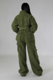 Plus Size Lamb Fleece Long Sleeve Warm Pants Suit GHXF-HX0373